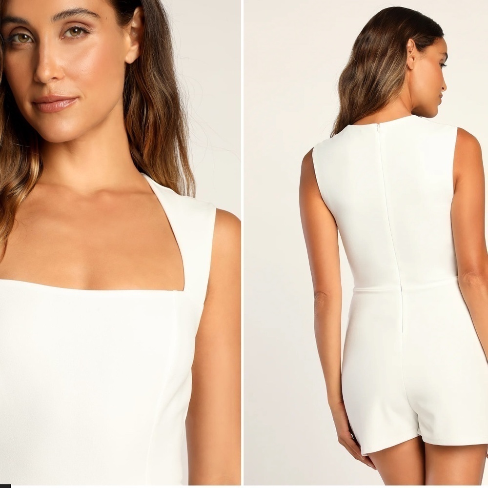 LULUS Bridal Bachelorette Engagement Bridal Shower Sexy Chic Honeymoon Romper - Picture 3 of 4